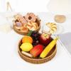 Handmade Round Rattan Storage Tray Plastic Bread Fruit Storage Tray Wicker Storage Baskets  Office