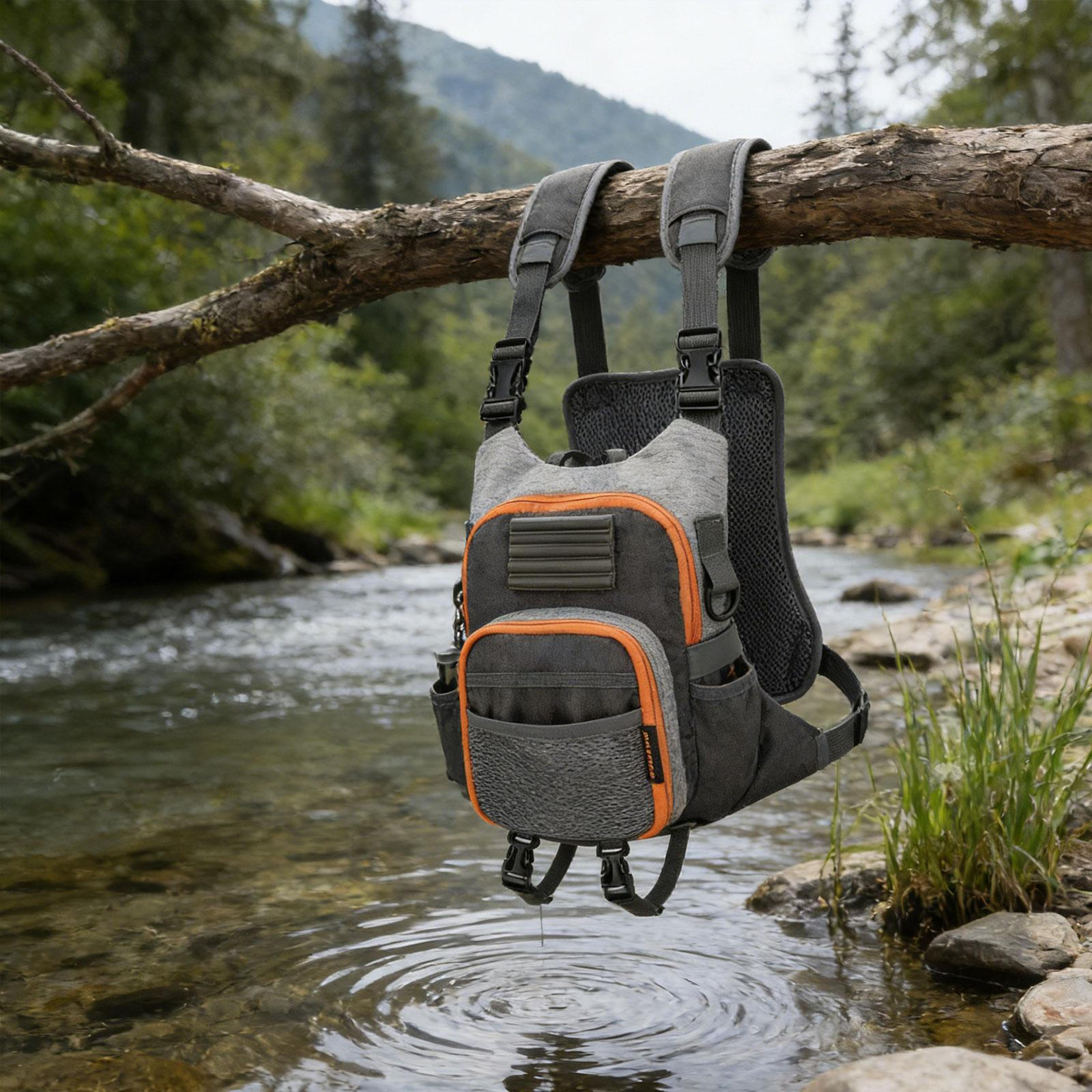 

Fly Fishing Pack Chest Breathable Outdoor Multifunction with Multiple Compartments Quick