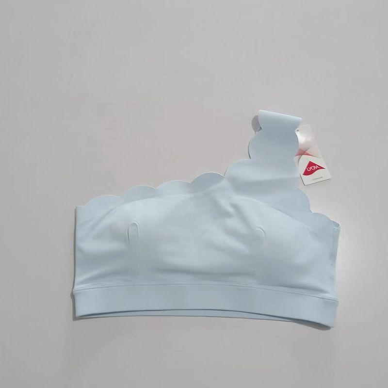 

Rib One-Piece Shoulder Cut Out Fixed Cup Yoga Light Blue 6