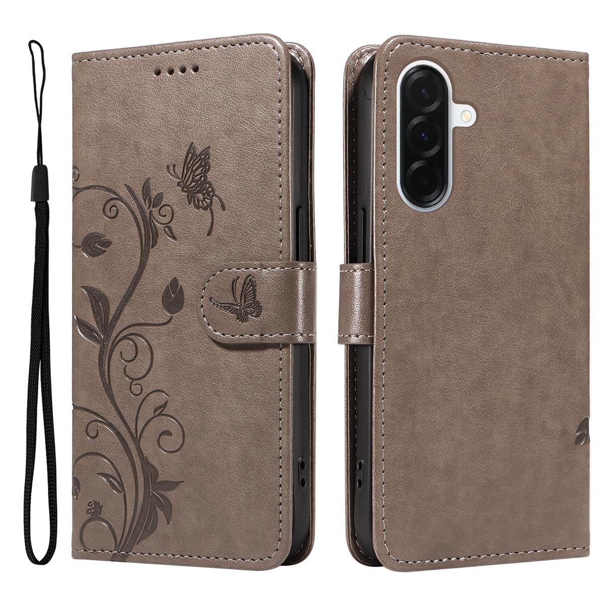 

For Samsung Galaxy A37 5G PU Leather Cases Flower Pattern Wallet Stand Phone Cover with Strap