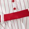 Kinder Mädchen Sommer Baseballkleid Gestreifter Druck Knopf Kurzarmkleid mit Gürtel für Kleinkind Niedliche Kleidung