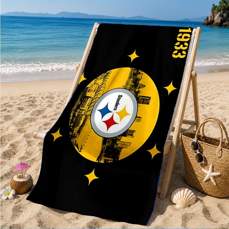 Telo Mare con Logo Pittsburgh Steelers, Asciugatura Rapida, Facile da Curare, Adatto sia per il Fitness che per le Vacanze al Mare, Essenziale Sportivo