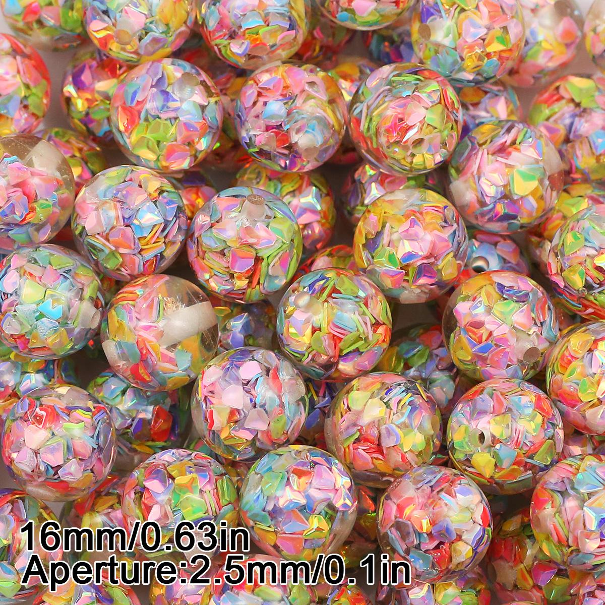 

16Mm Colorful Color Resin Sequins Round Spaced Loose Beads For Jewelry Making Charms Bracelet Necklaces Keychain Diy Accessories