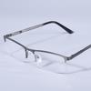 Men Blue Light Blocking Reading Glasses Metal Half Frame Prescription Eyeglasses With Spring Hinge Computer Reader +125+175
