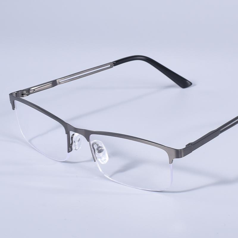 Men Blue Light Blocking Reading Glasses Metal Half Frame Prescription Eyeglasses With Spring Hinge Computer Reader +125+175
