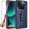 Vāciņš - xiaomi - 13t/13t pro - pastiprināts - 360° turētājs - 2 rūdīti stikli - tumši zils