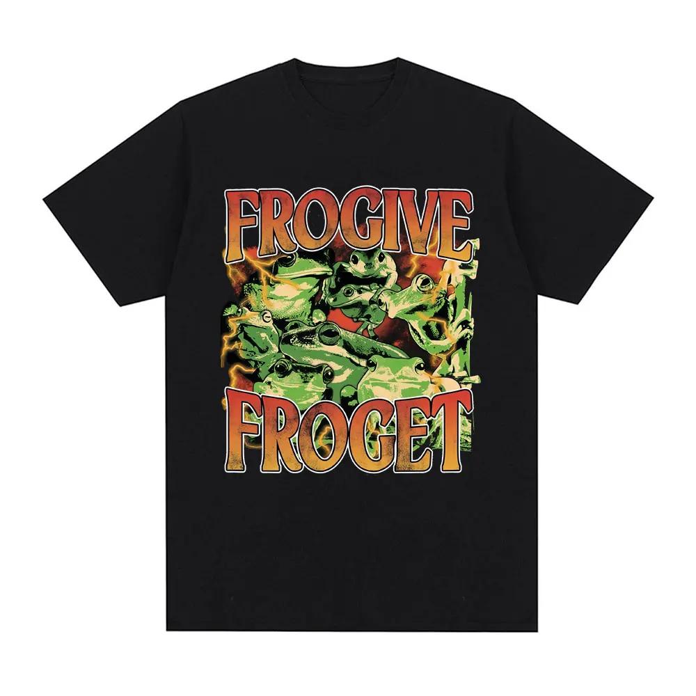 

Frogive Froget Funny Frog Meme T Shirts Men Women Clothing Casual Cotton Summer Fashion Harajuku Oversized Short Sleeve T-shirts S чёрный