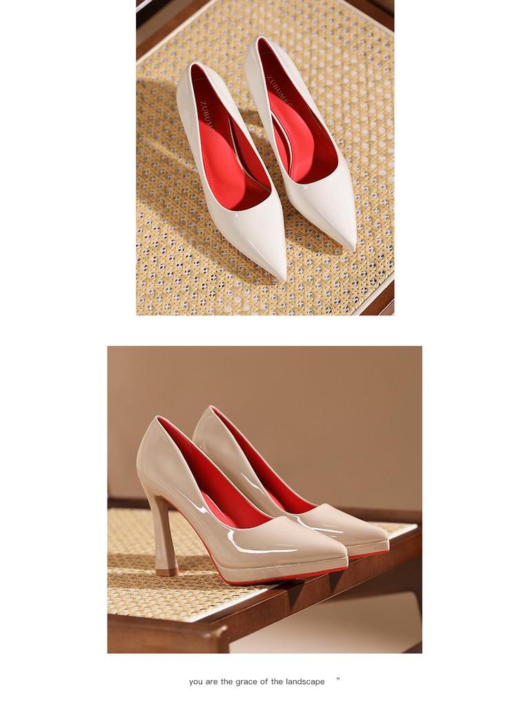 Women's Waterproof Platform Pointed Toe Stiletto High Heels - Professional Bridesmaid Banquet Shoes