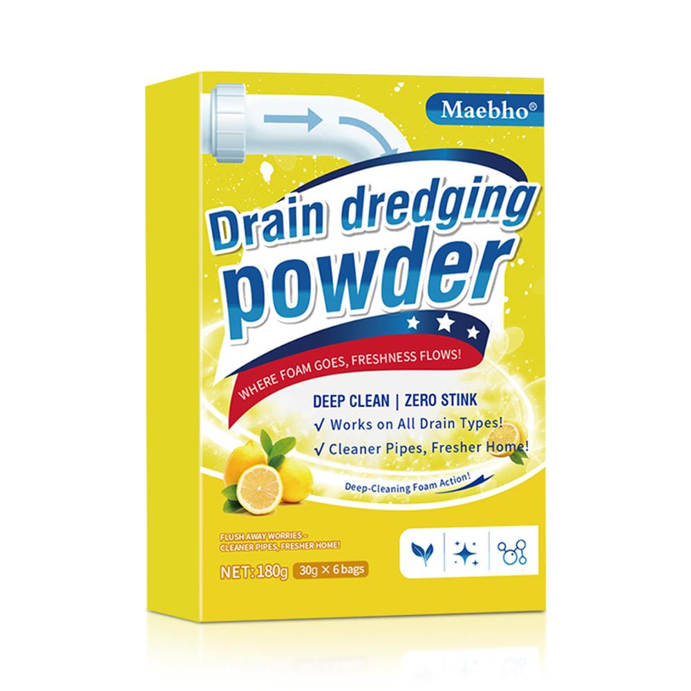 Sewer Unblocking Powder Pipe Cleaning Powder Unblocking Agent, Bubble Powder Floor Drain Clogging Dissolution Odor Removal 6Pack 1PCS