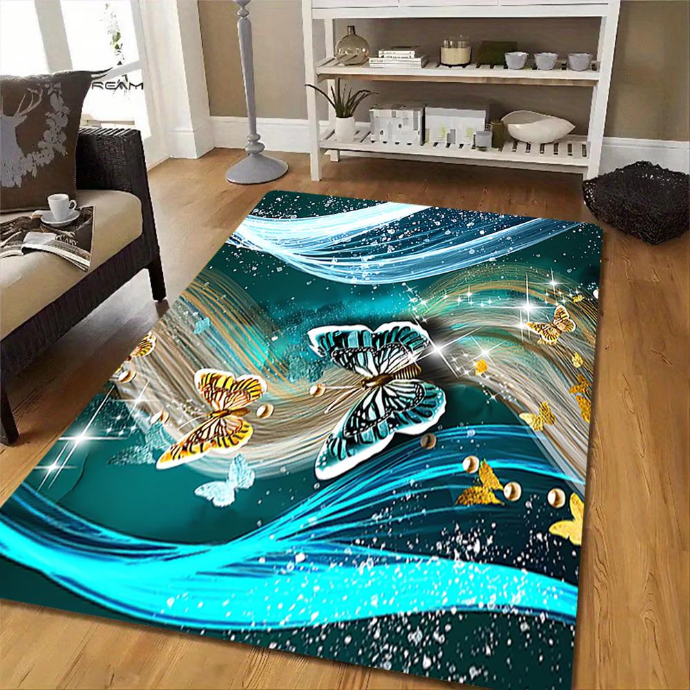 Butterfly Garden Wall Mural Decoration,Carpet,Living Room,Bedroom, Non-slip,Square rug