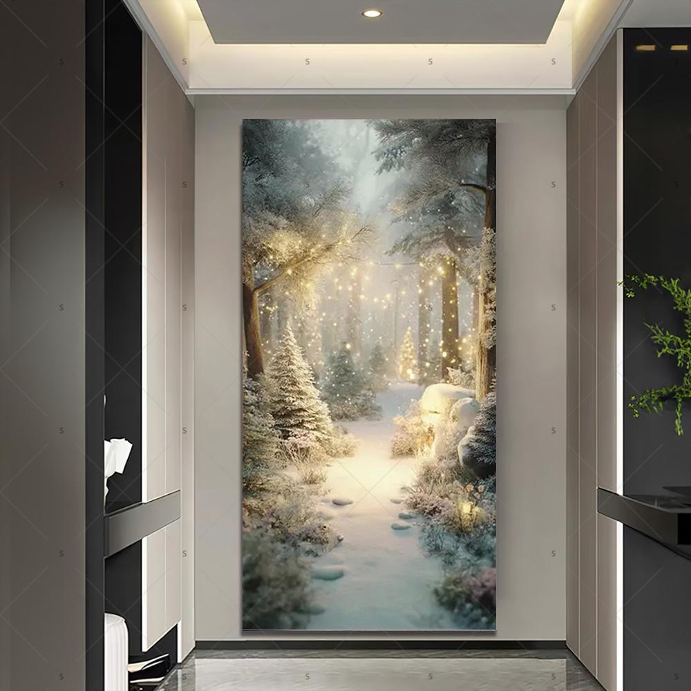 Copertura per Porta Scena Invernale con Neve Sfondo Fotografia Foresta Bianca Forniture Decorazioni Festa di Natale Interno Esterno