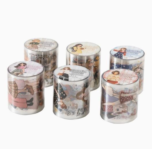 

6pcs DIY Decoration Adhesive Tapes Japanese Orange flavored girl Washi Tapes Masking Tapes stickers stationery