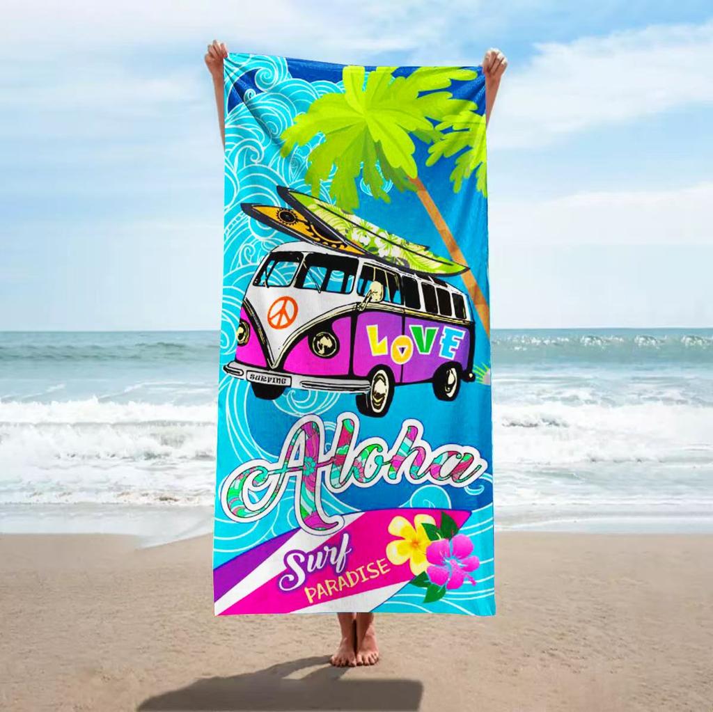 Colorful Vertical Striped Print Polyester Beach Towel Rainbow Quick Dry Bath Towel for Summer Swim Pool Vacation Sand Free