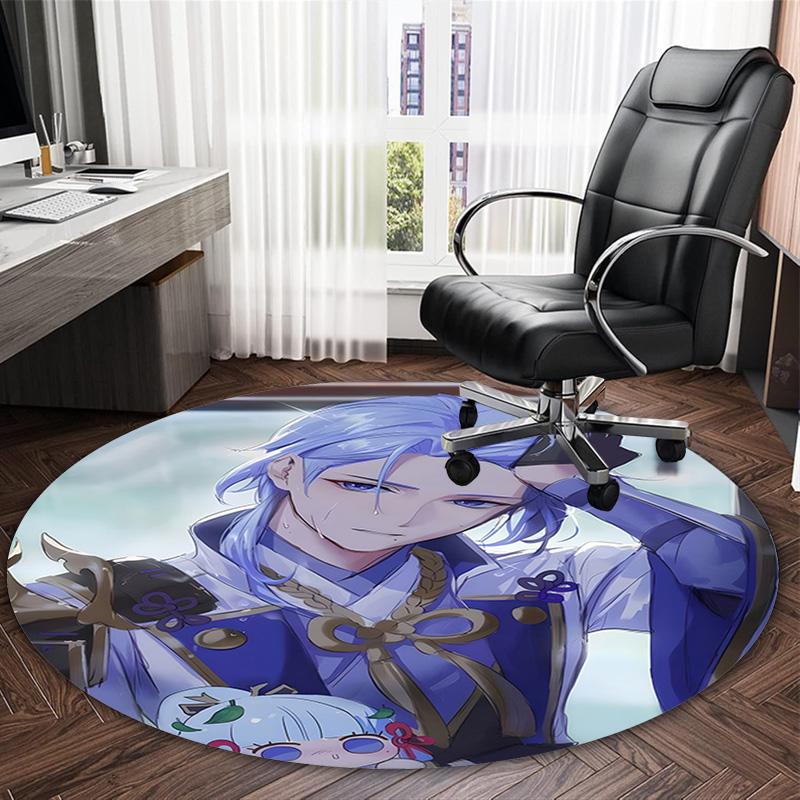 1pc Genshin Impact1 Print Round Carpet Chair Round Carpet Suitable for Bedroom Living Room Home Decorative Carpet