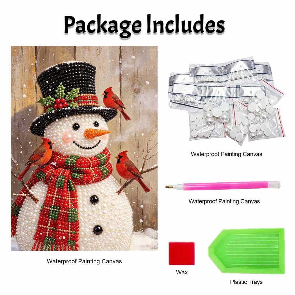 Christmas snowman cardinal pearl painting art painting kit handmade diy home decoration painting