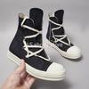 R-o Luxury Sneakers Black Canvas Boot High Top Shoe Men Casual Shoes Classic Design Zipper Women Sneaker Thick-Sole Ankle Boots