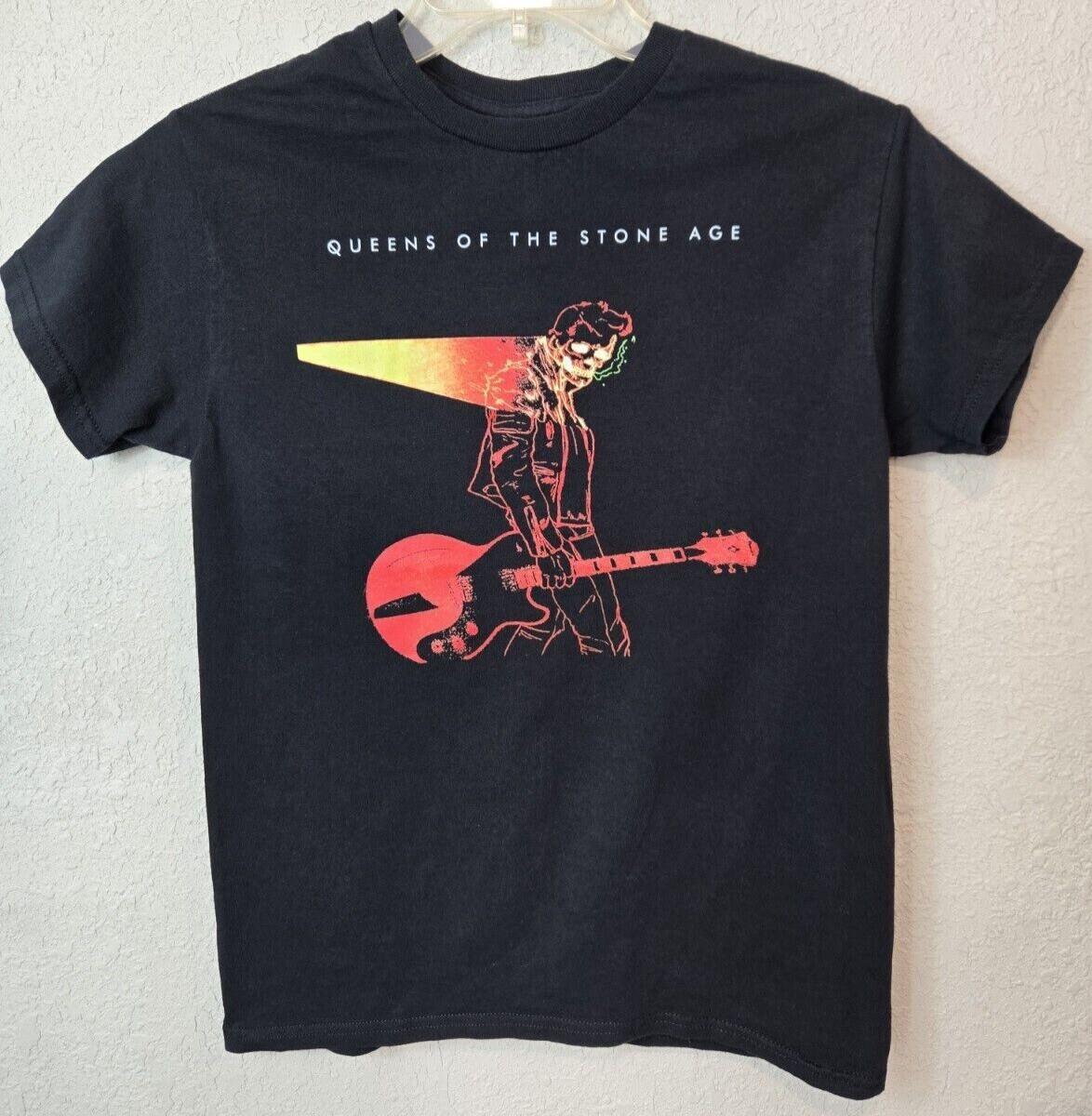 Vintage Queens Of The Stone Age Schwarzes Baumwoll-T-Shirt Alle Größen S-5XL 1HRA32 S beige