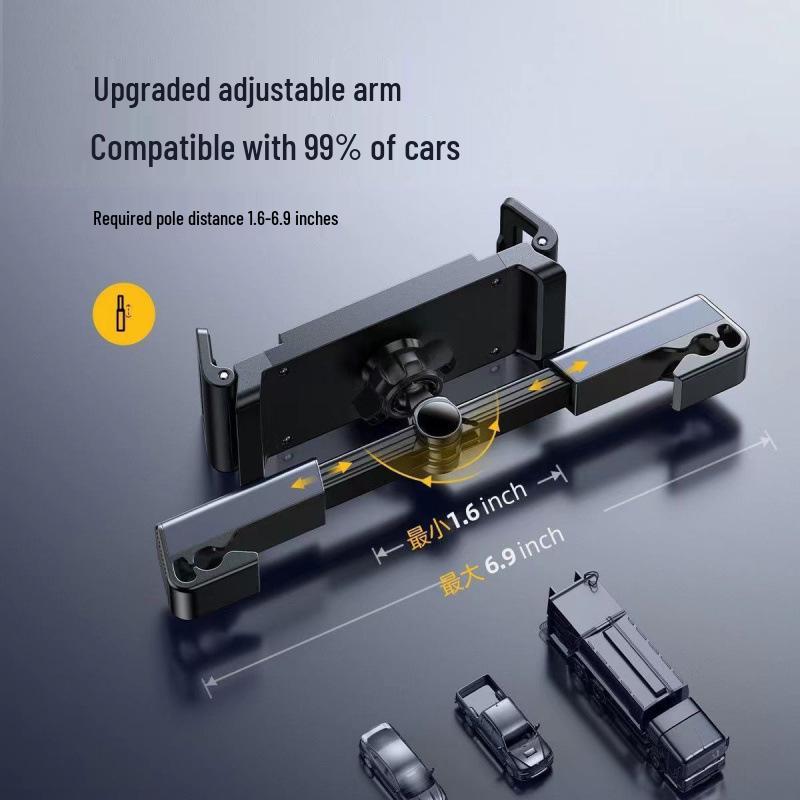 Adjustable Telescopic Car Seat Phone & Tablet Holder with Rotating Back Pillow Bracket