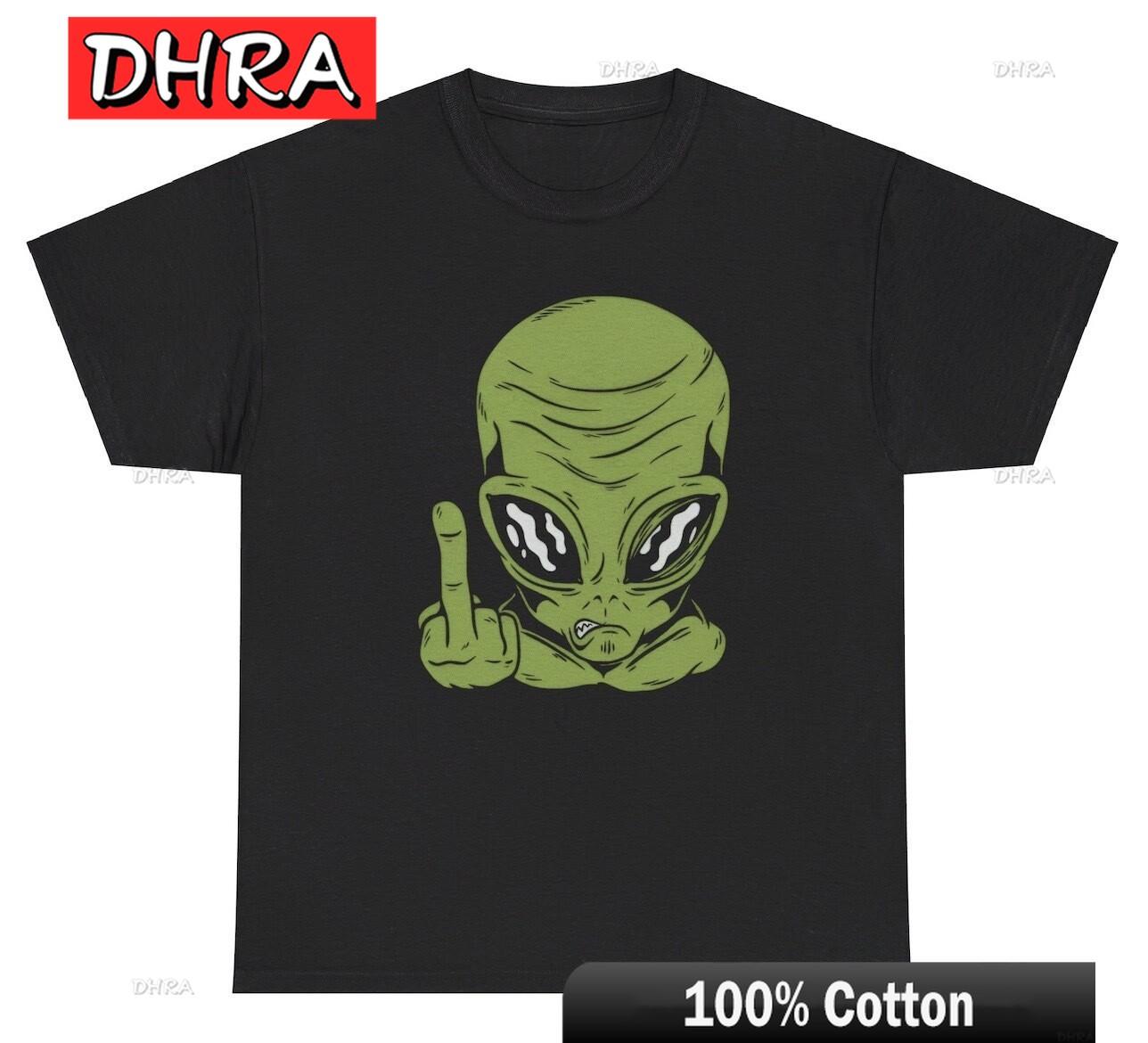 

Alien Middle Finger TShirt Funny Inappropriate Extraterrestrial Lover Humor Tee Artistic Tees Soft Casual Unique Clothing S
