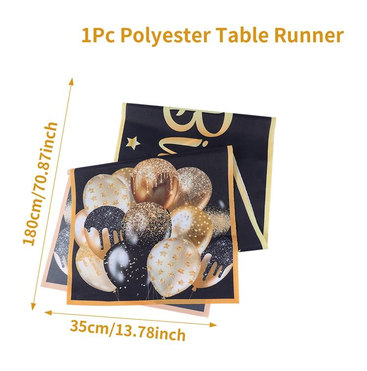 

Дорожка для стола «С днем рождения», украшения для вечеринки по случаю дня рождения, черное золото, напечатанные воздушные шары, чехол для стола для детей и взрослых, декор для стола на день рождения