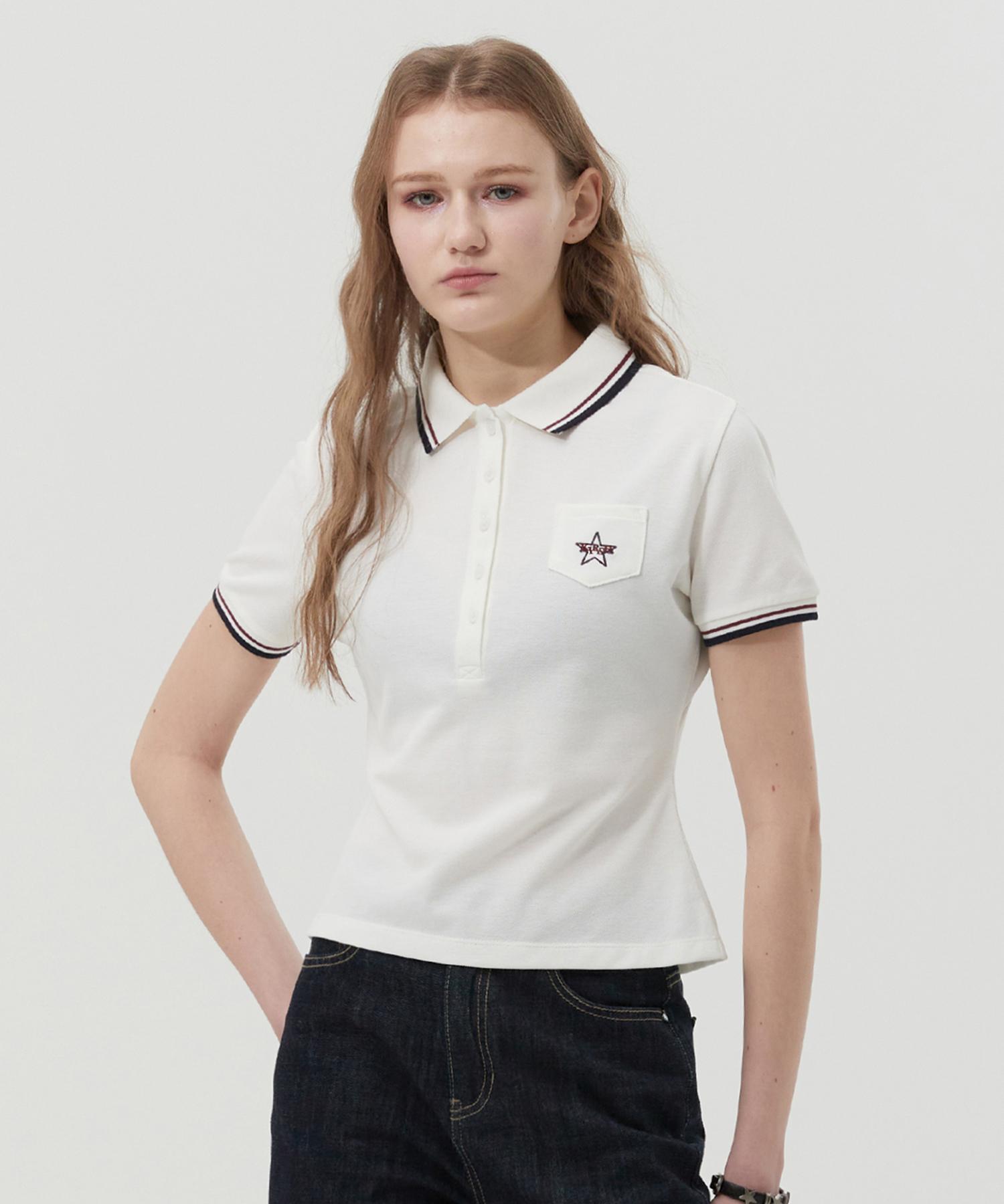 Kirsh Button Detail Slim Fit Collared T-Shirt [Ivory] 1