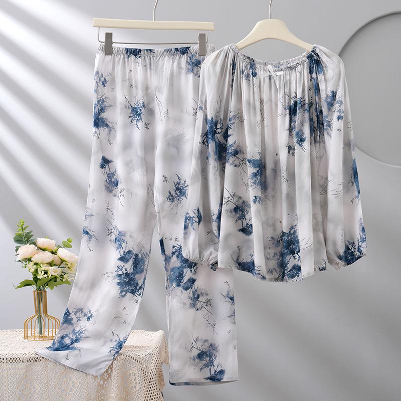 2025 Damen Lyocell Pyjama-Set: Lange Ärmel, Lange Hose, Rundhalsausschnitt, Lässiger Stil, Indoor-Outdoor-Bekleidung, Zweiteiliges Set.