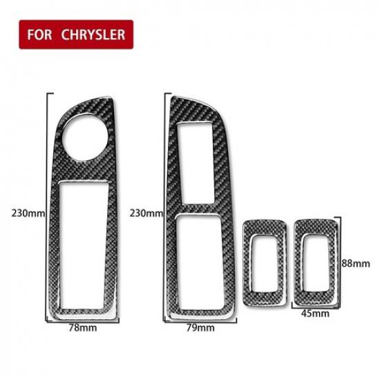 4Pcs For Chrysler 300 300C 05-07 Carbon Fiber Interior Window Control Cover Trim