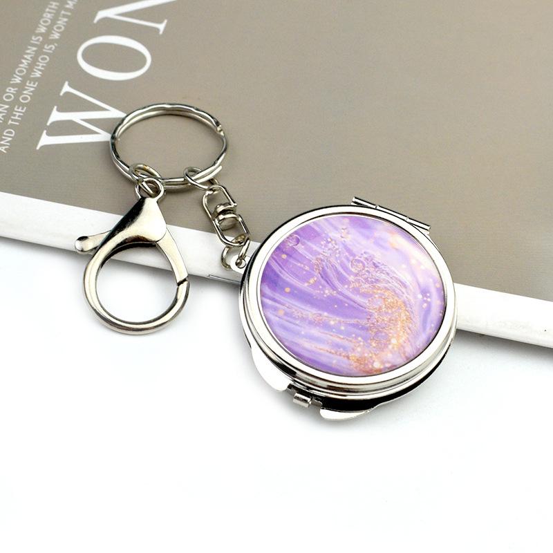 Mini Heart-Shaped Double-Sided Mirror Keychain - Portable Metal Pendant Gift