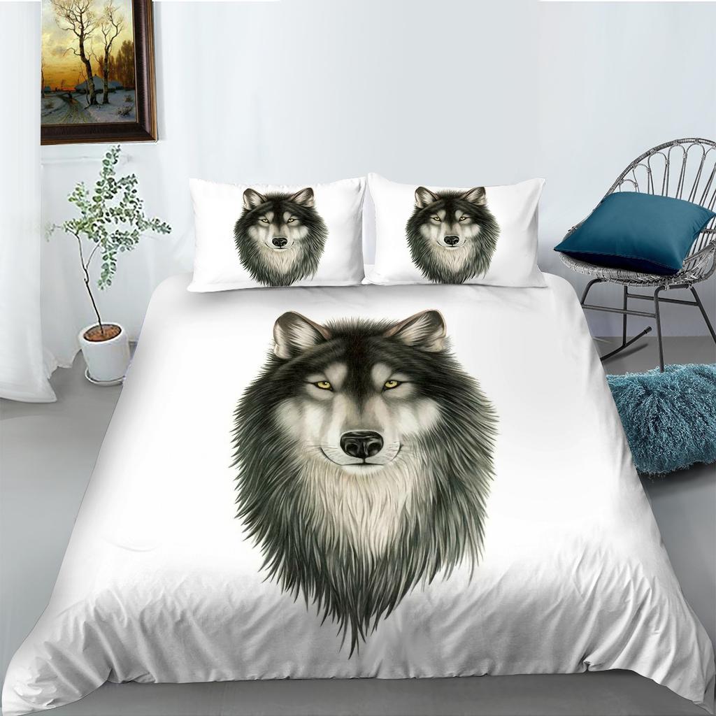 Wolf Series Digital Printed Duvet Cover Pillowcase Two-Three-Piece Polyester Fashion