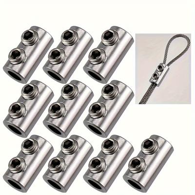 1Pc Stainless Steel Wire Cable Clamps, Double Hole Metal Copper Clips, Rope Sling Fastening Accessories, Durable Steel Material