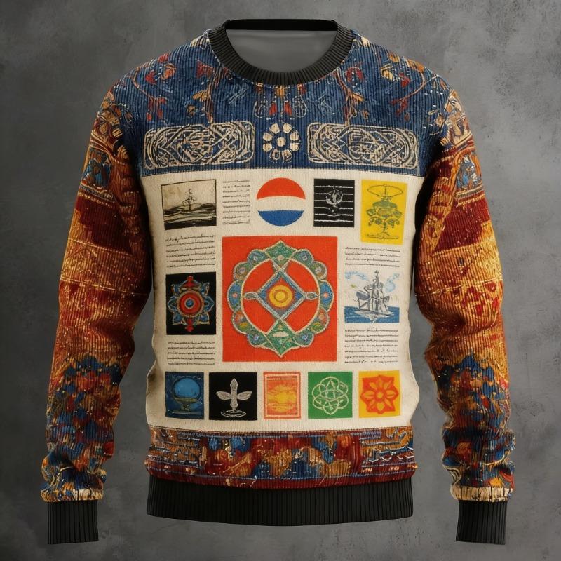 Men's Tree Of Life Pullover Sweater Jumper Knitwear Crewneck Retro Casual Vacation Daily 3D Print Long Sleeve Spring Fall Winter