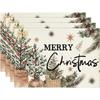 Winter Christmas Placemat with Red Checkered Print Vintage Christmas Candlelight Dinner Mat Restaurant Family Holiday Decoration