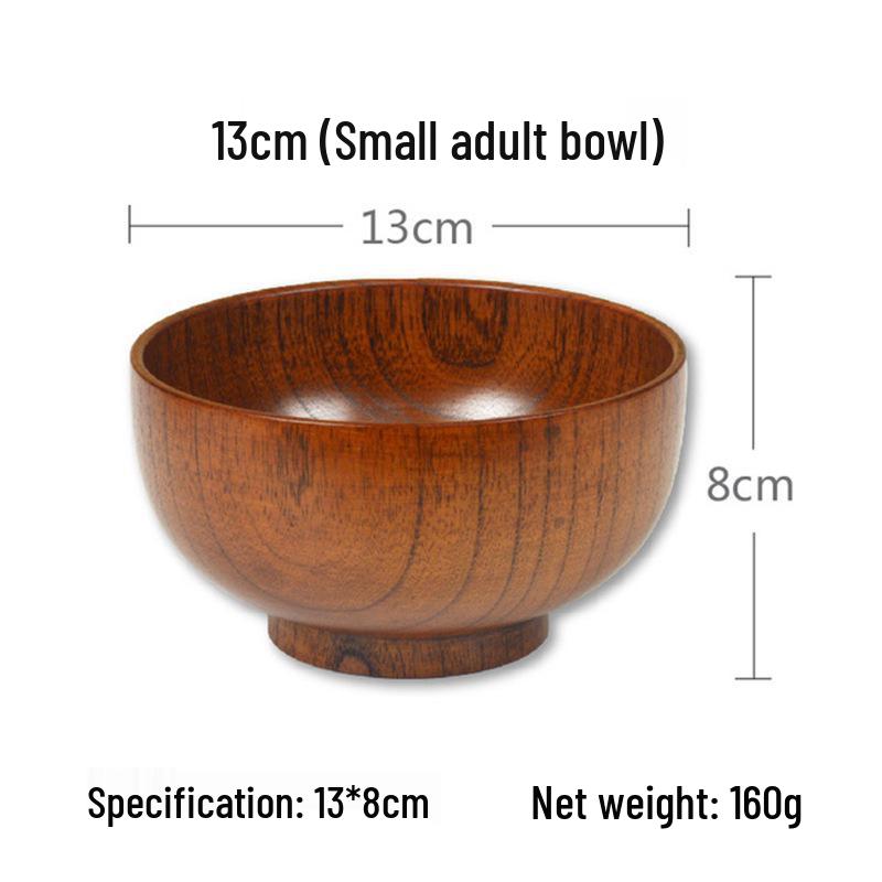 Japanese Jujube Wood Bowl for Adults & Kids, Solid Wood Noodle Bowl, Versatile Home Tableware