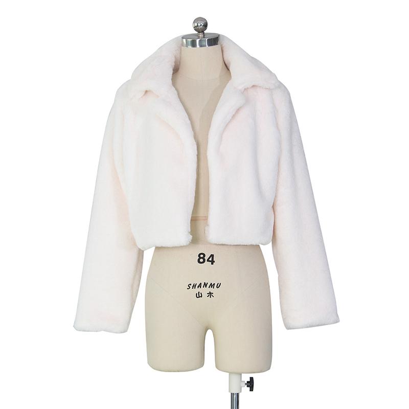 

Женские повседневные однотонные пальто из искусственного меха осень-зима с длинным рукавом и лацканами, укороченная куртка, модное пушистое пальто M белый