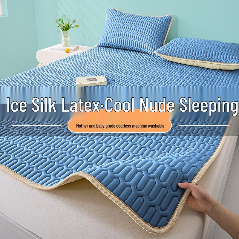 Summer Ice Silk Cool Mat Set: Soft Three-Piece Latex Mattress Cool Pad for Dorm Beds