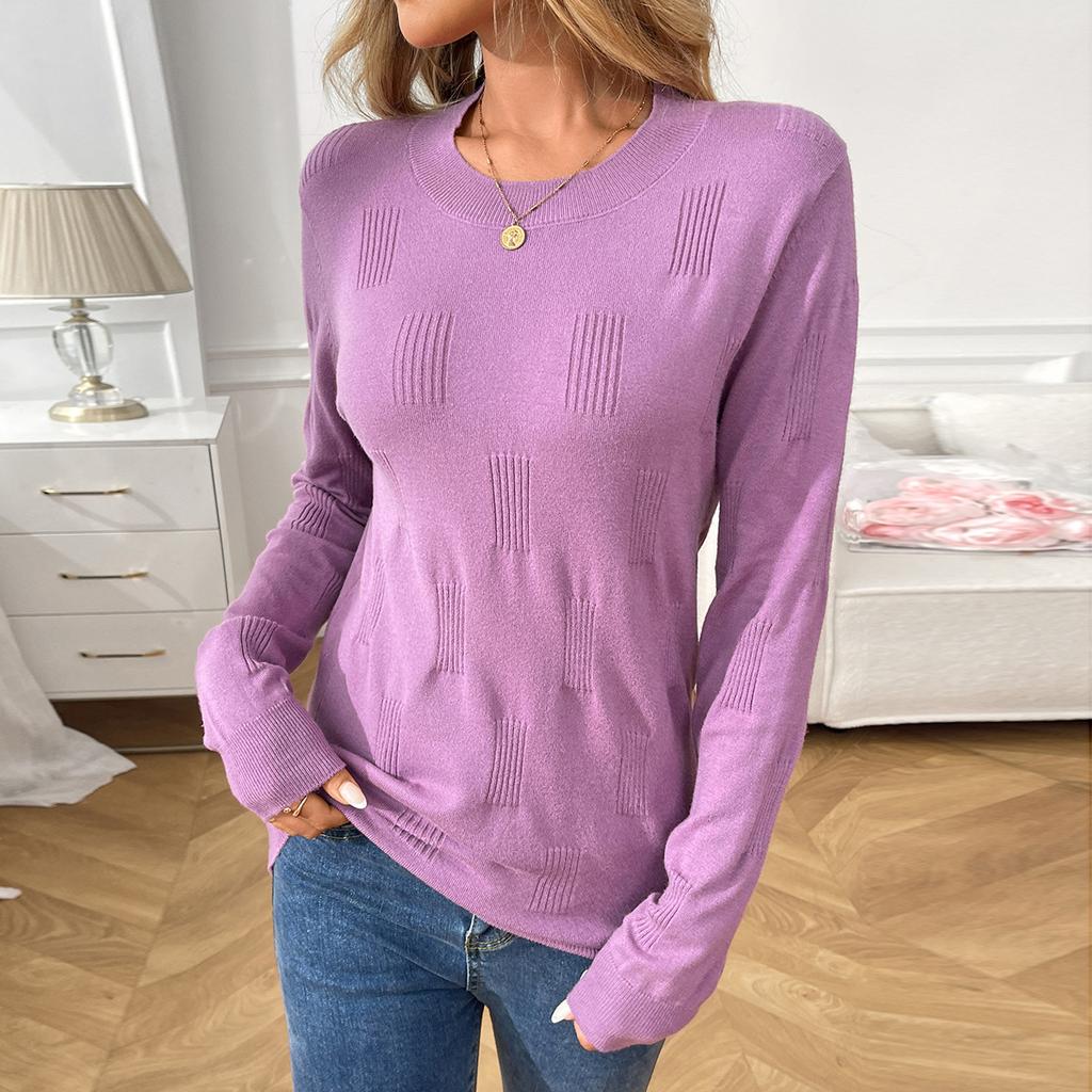 2025 Autumn and Winter New Solid Color Round Neck Pullover Knitted Base Shirt Long Sleeve Versatile Elegant Casual Sweater