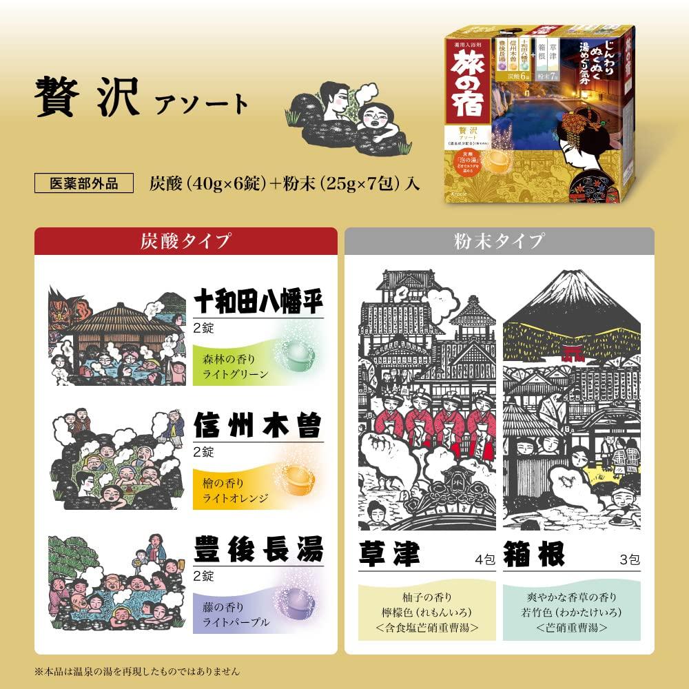 Tabinoyado Luxury Assortment 7 Powder Packets 6 Carbonated Tablets X 2 Hot Spring Carbonated Bath Additives Clear Water Bonus Included [Quasi-drug] (5