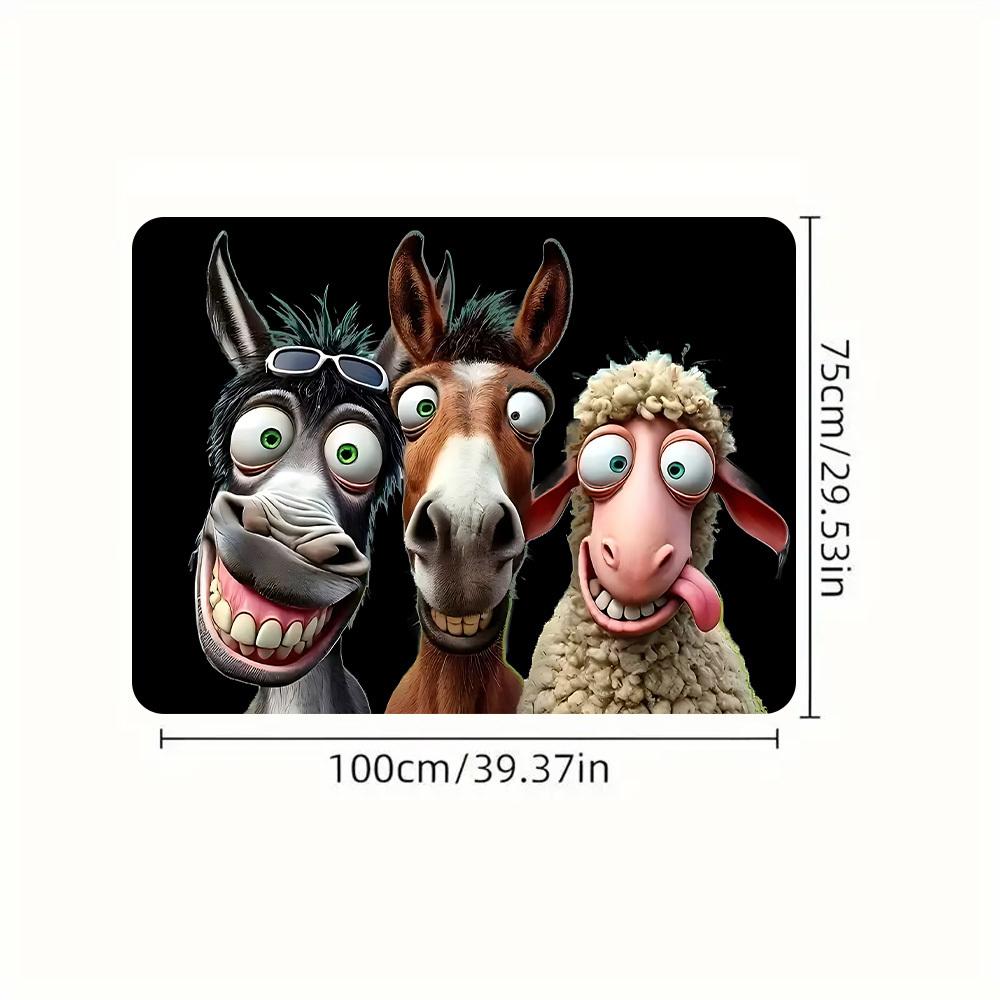 1Pcs 2D Flat Cartoon Donkey Horse Sheep Tripl Car Trunk Mat Anti Slip Cargo Liner Waterproof Storage Protector for SUV Sedan