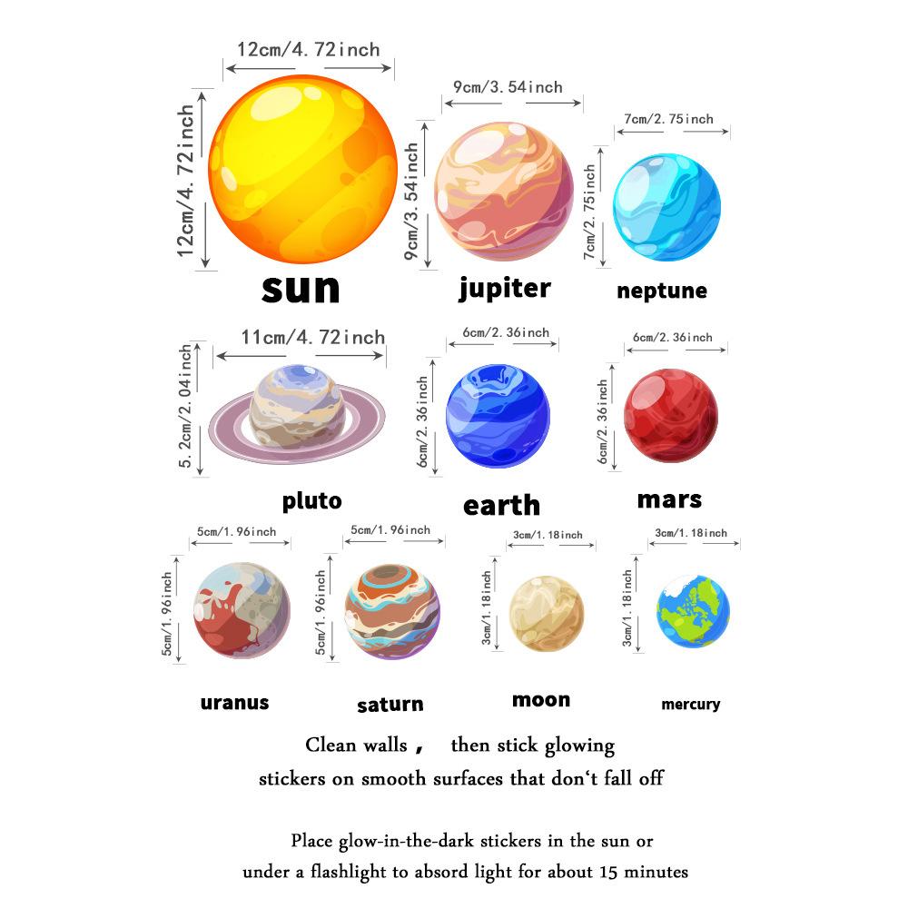 

Luminous Stars Wall Stickers DIY PVC Glow in The Dark Planet Wall Decals Ceiling Stars Planets Stickers Home Decoration