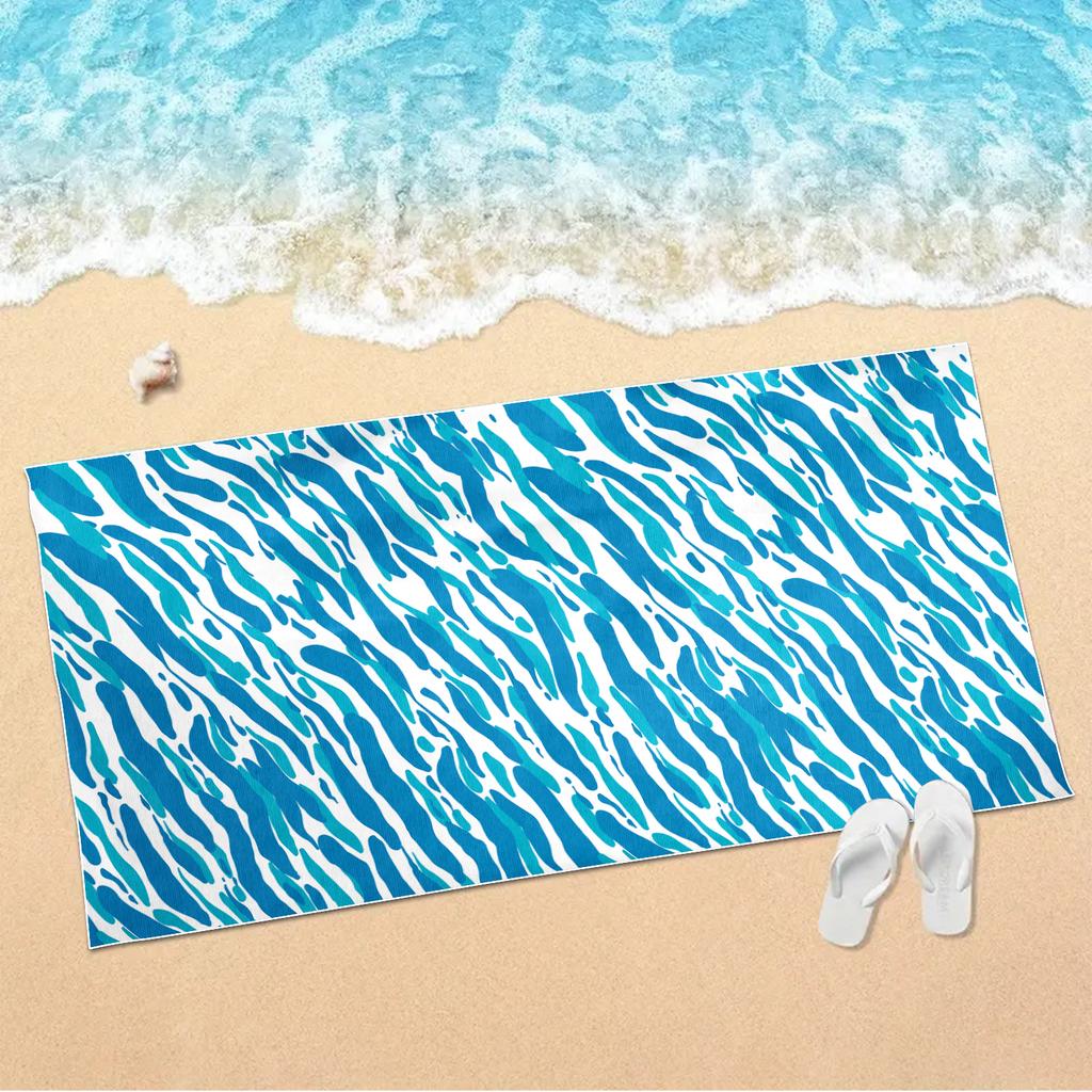 Color Blocking Diagonal Stripe Splicing Beach Towel, Ultra-fine Fiber Absorbent Bath Towel, Swimming Pool Special Large Towel