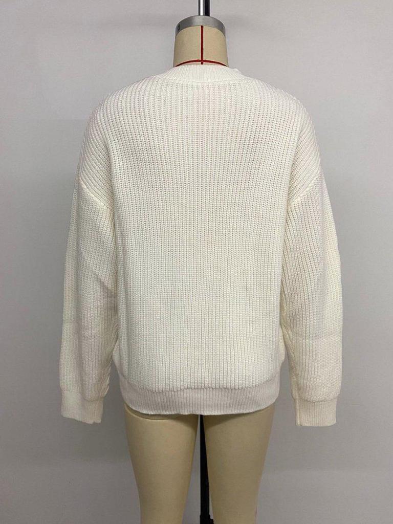2025 Women's Winter Plaid Bow Round Neck Pullover Sweater