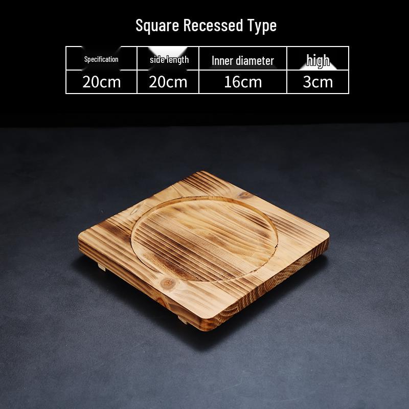 High-Temperature Resistant Fir Wood Heat Insulation Tray for Clay Pot Grilling