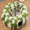 Large Cat Tunnel Bed - Cute Donut Bed for Indoor Cats with Cushion, Round Pet Peekaboo Cave Toy for Multi Kitten/Puppy/Rabbit