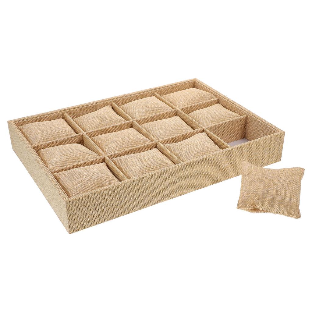 1Set Jewelry Organizer Tray Bracelet Display Holder Watch Tray Soft Lining Desktop Storage Space-Saving Multi-Grid Design