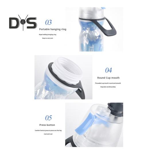 500ML Sports Water Bottle Insulated Bike Water Bottle with Spray Mist Portable Leak-Proof Cold Water Bottle for Gym Cycling Climbing