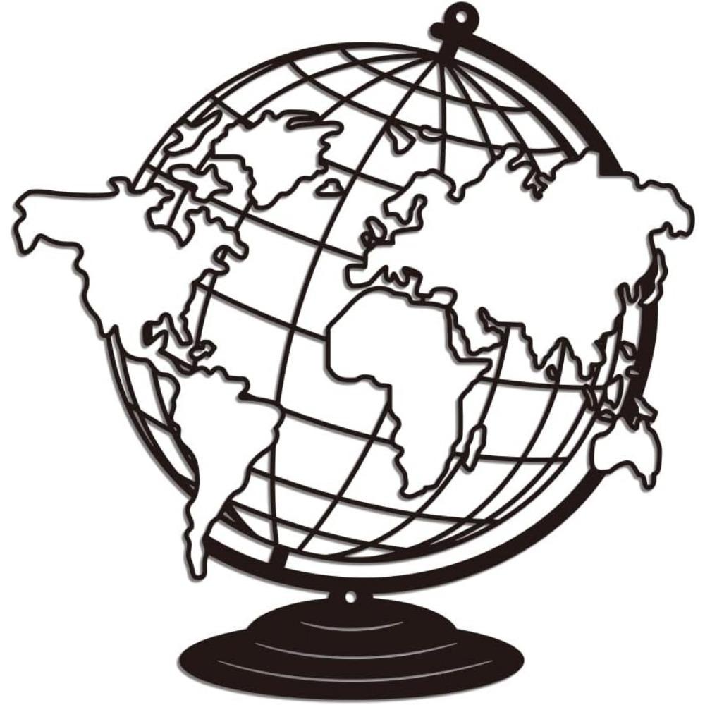 Настенное искусство  Карта мира из кованого железа , Черная металлическая скульптура для декора дома, гостиной, офиса