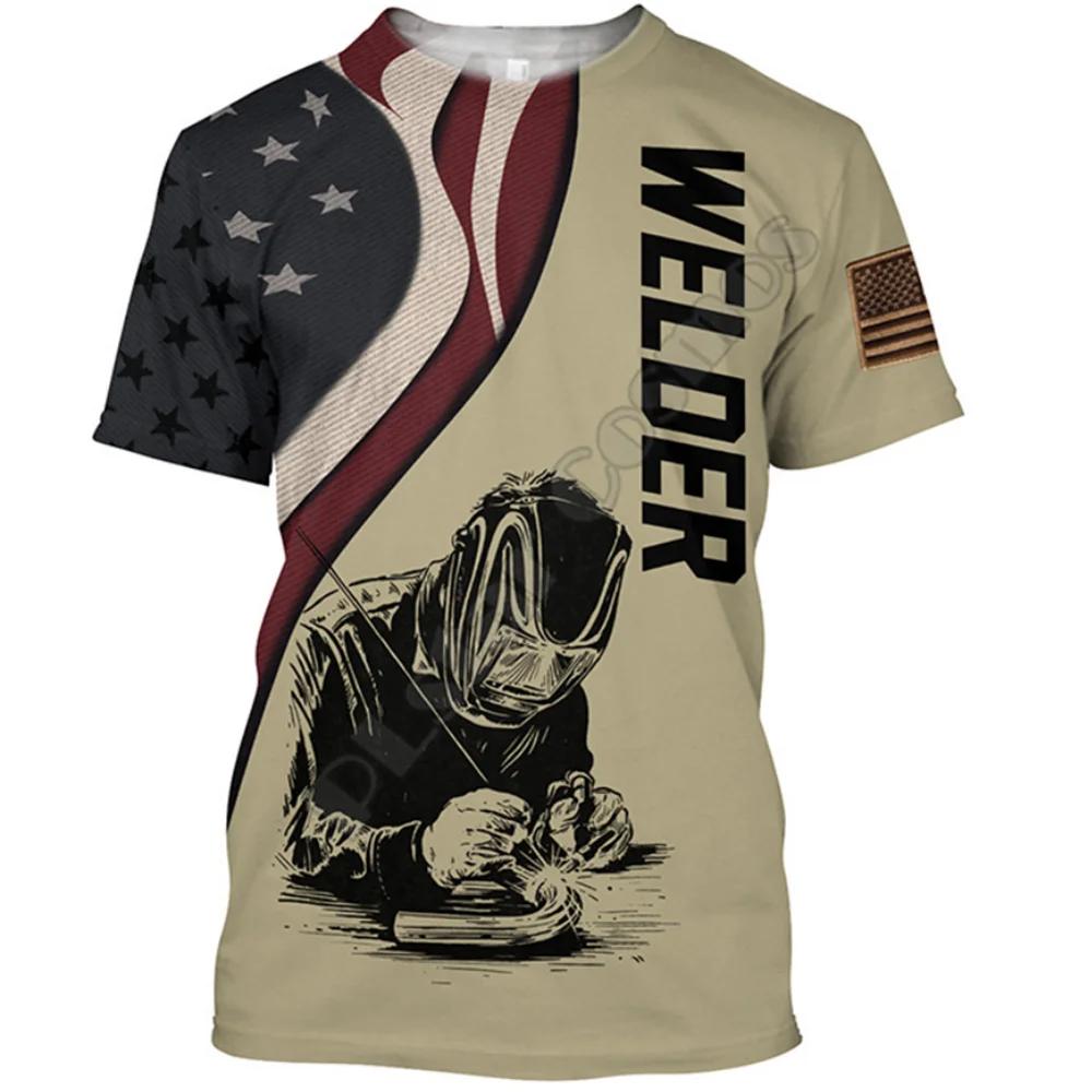 

Новинка 2023 года, мужская футболка, рубашка сварщика, рабочая одежда, мужские повседневные футболки большого размера с короткими рукавами, летние хлопковые уличные топы, повседневный пуловер 3XL