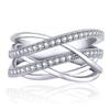925 Sterling Silver Trendy Modern Cross Design Ring Female Brilliant Zirconia Finger Jewelry for Daily Party Fashion Accessories