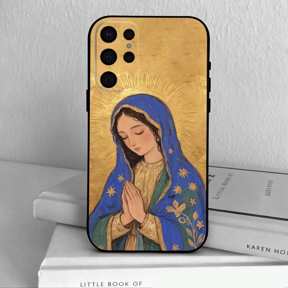 Virgin De Guadalupe Phone Case For Samsung S25,24,23,22,30,21,10,9,Ultra,Plus,Lite,FE,4,5 G Soft Black Case