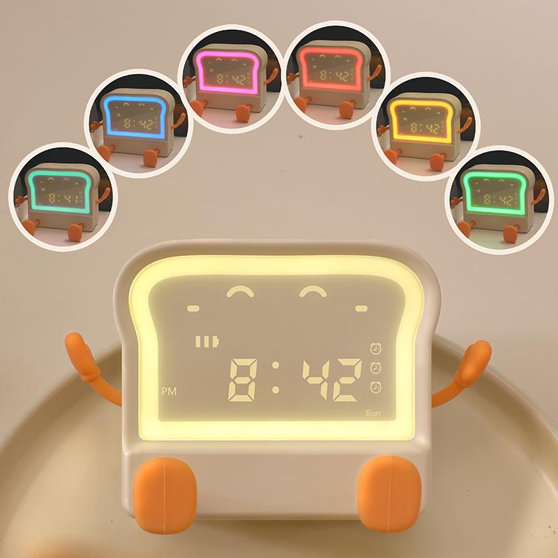 Cartoon Clock Children Sleep Trainer Clock Digital Kids Desk Alarm Clock Night Light Table